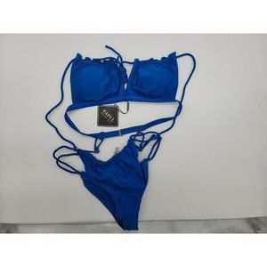 NEW! ZAFUL Tie Keyhole Plaited Bikini Set - Ocean